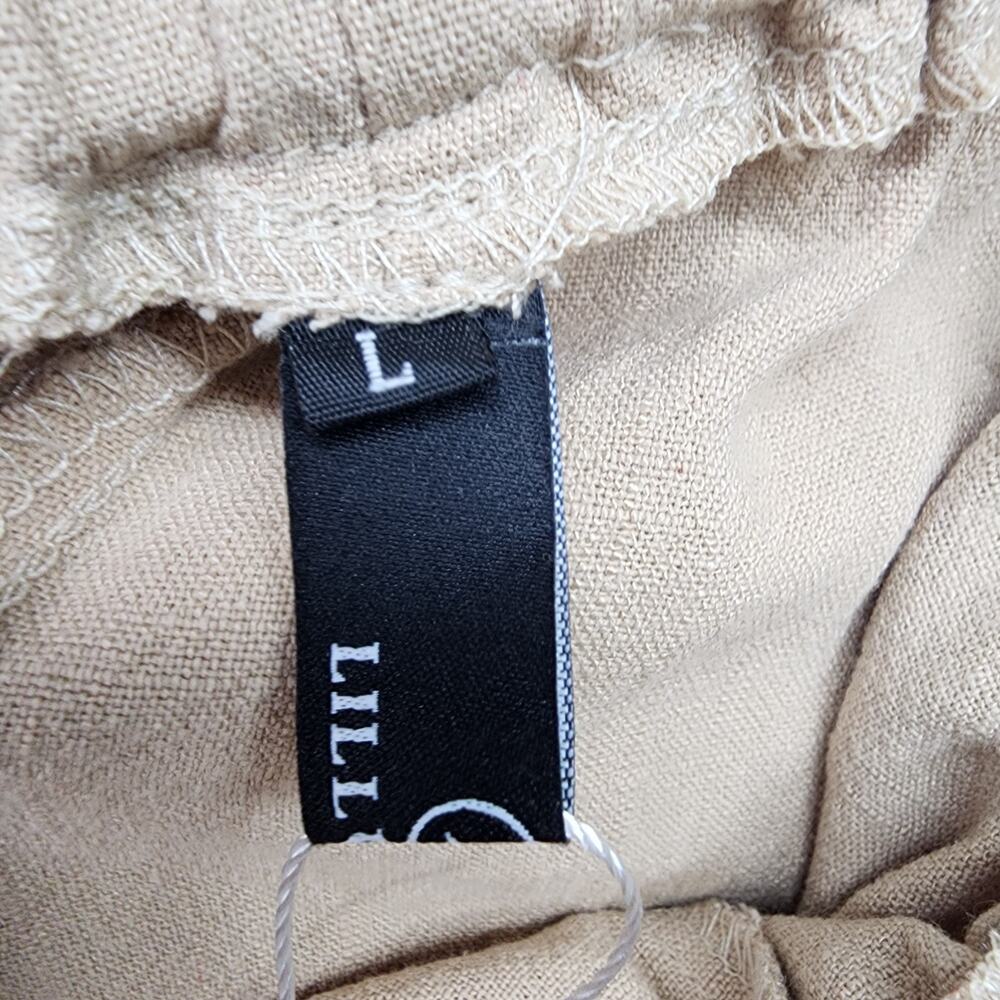 NWT Lillusory Wide Leg Pants Women Large Beige Linen Rayon Boho Elastic Lounge - Picture 6 of 12